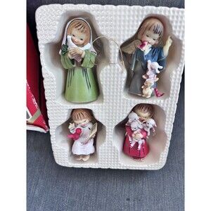 Christmas Ornaments Vintage Lil angels Made in Hong Kong Set of 4 In Box